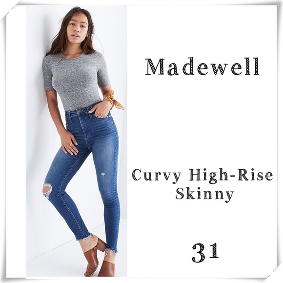 MADEWELL Curvy High-Rise Skinny Jeans Drop Step-Hem Edition Size 31 Style J9409 - Picture 1 of 9